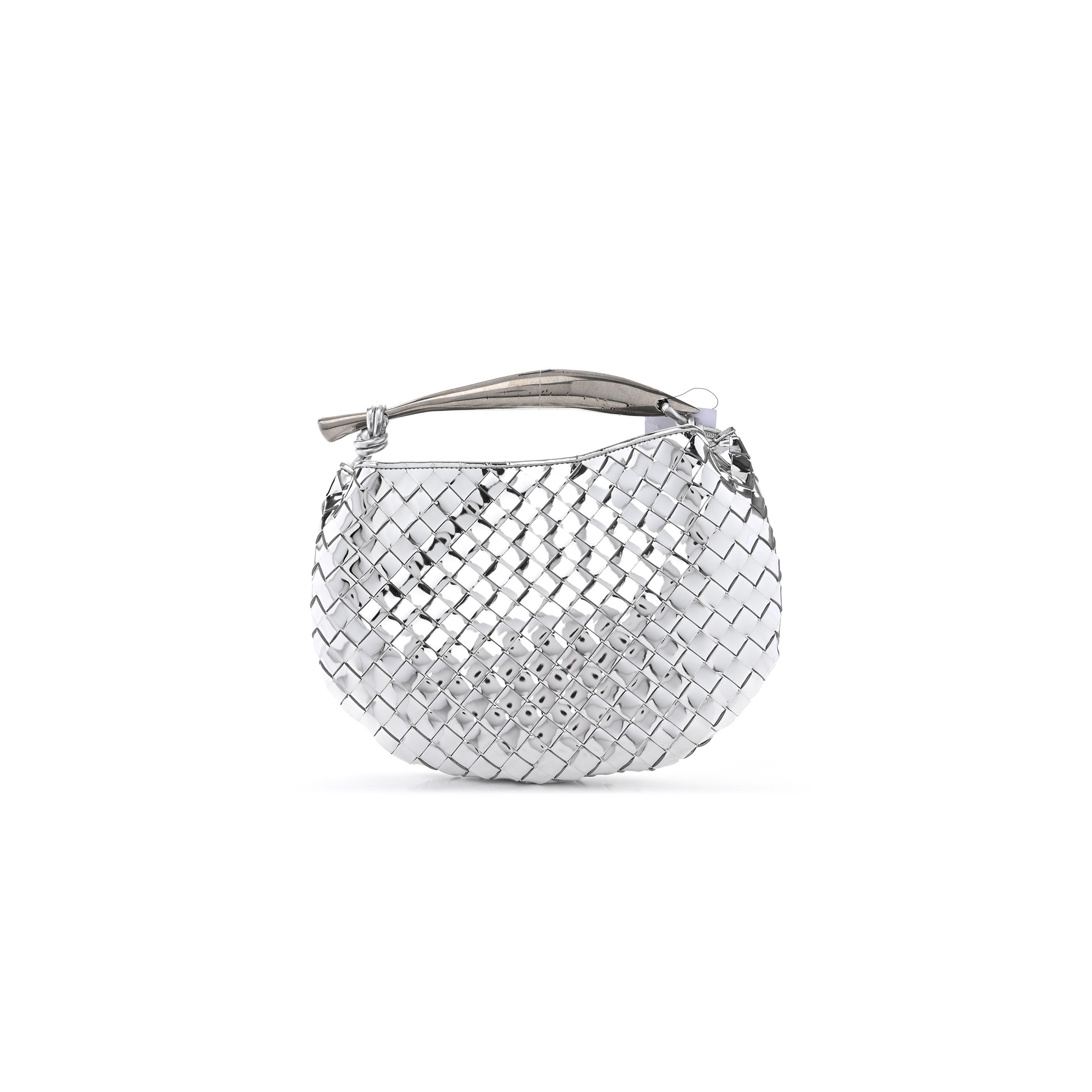 bo*te*ga Ve*ne*ta mirror laminated nappa intrecciato sardine bag silver (33*24*3cm)